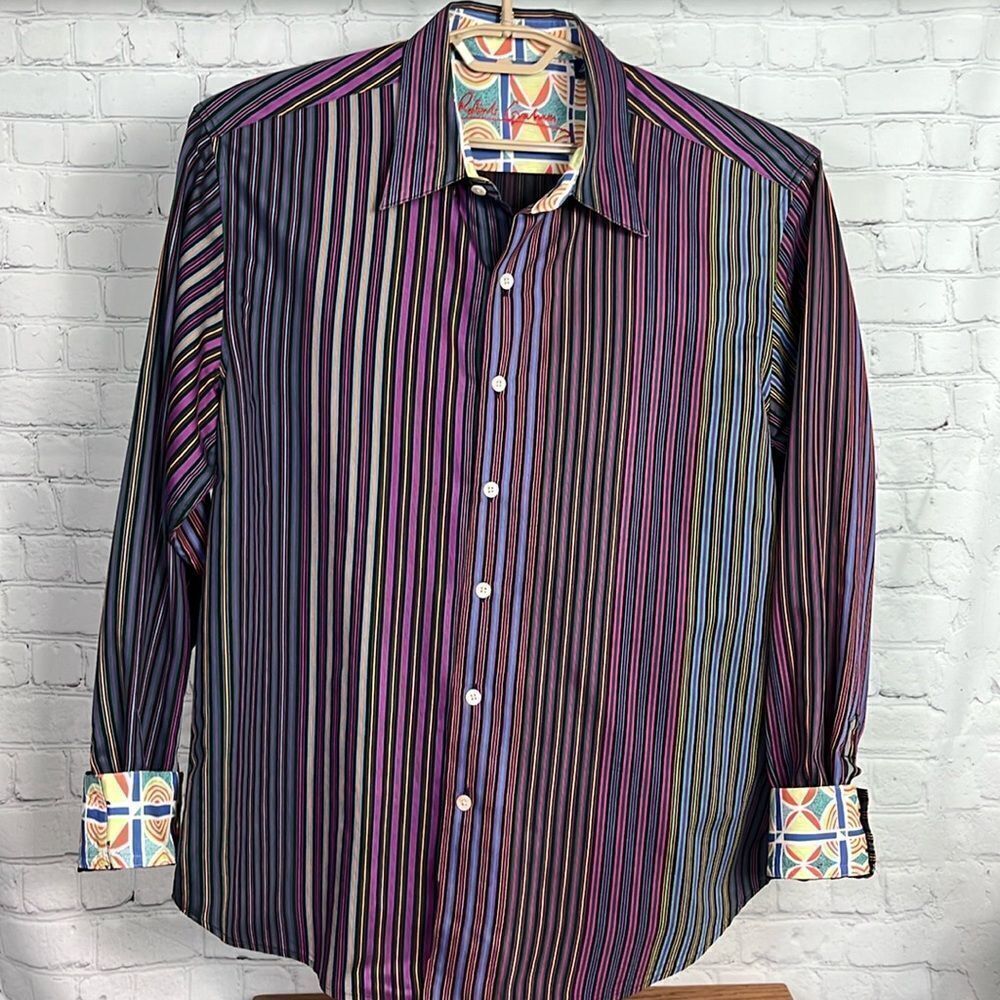 Robert Graham striped vibrant casual button down size XL